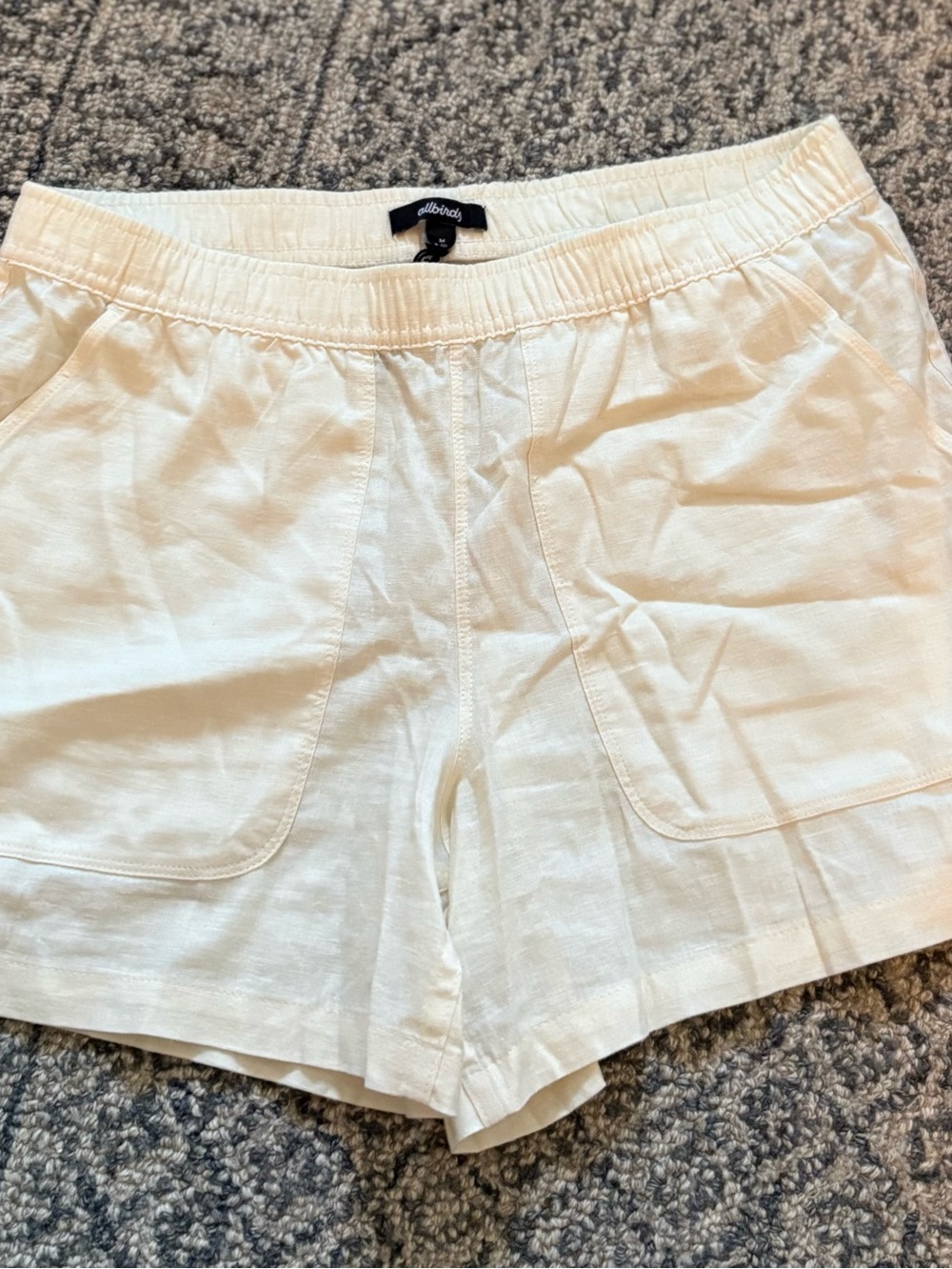 allbirds Cream Elastic Waist Shorts